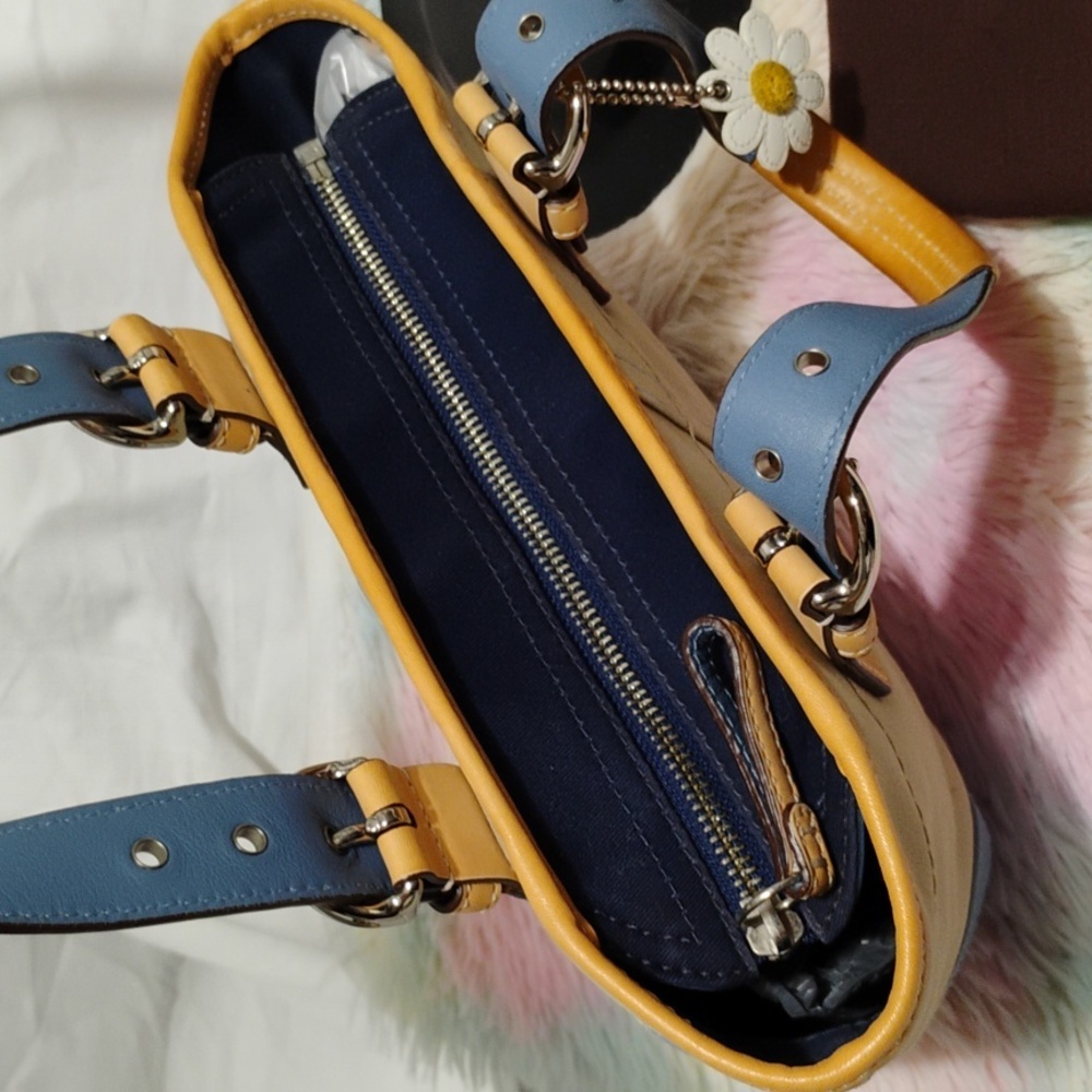 Coach Y2K Blue/Tan Denim & Leather Mini Shoulder Bag W Dust Bag - Picture 9 of 14